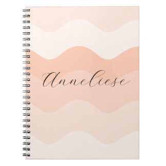 Cuaderno Modern Blush and Peach Waves Personalized