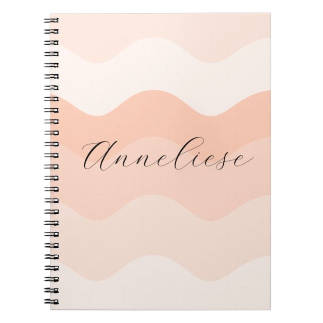 Cuaderno Modern Blush and Peach Waves Personalized (Frente)
