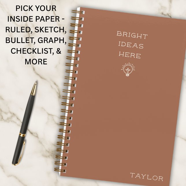 Cuaderno Modern Bright Ideas Personalized Name Terracotta (Subido por el creador)
