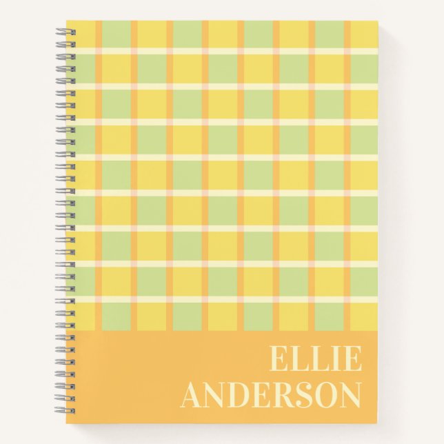Cuaderno Modern Checker Green Yellow Orange Personalized (Anverso)