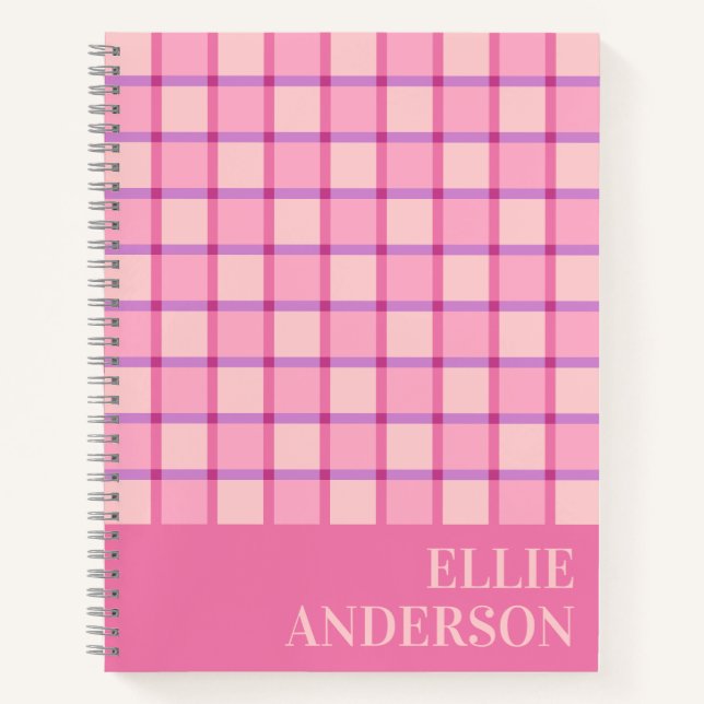 Cuaderno Modern Checker Pink Purple Personalized (Anverso)