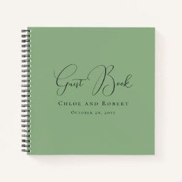 Cuaderno Modern Chic Elegant Sage Green Wedding Guest Book