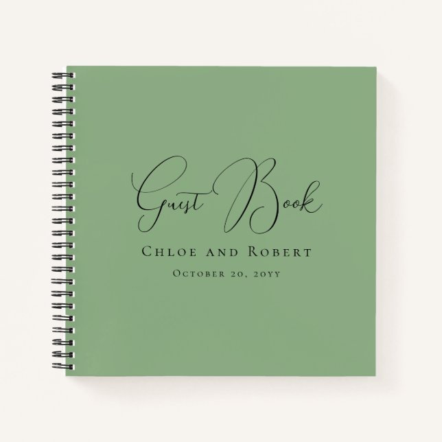 Cuaderno Modern Chic Elegant Sage Green Wedding Guest Book (Anverso)