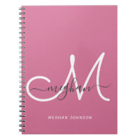 Modern Chic Hot Pink White Script Monogrammed