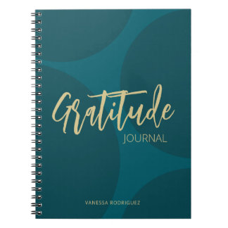 Cuaderno Modern Classy Turquoise Green Gold Script