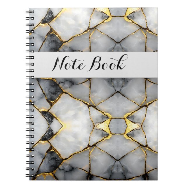 Cuaderno Modern Cracked Gold White & black marble (Frente)