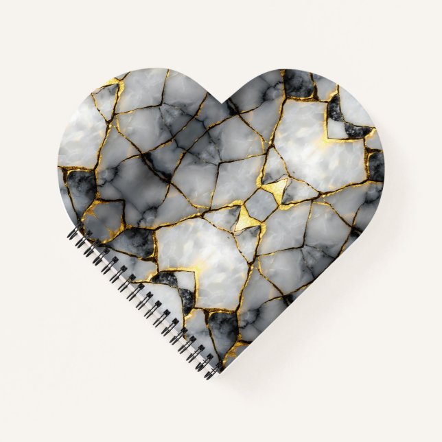 Cuaderno Modern Cracked Gold White & black marble (Anverso)