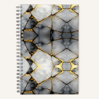 Cuaderno Modern Cracked Gold White & black marble