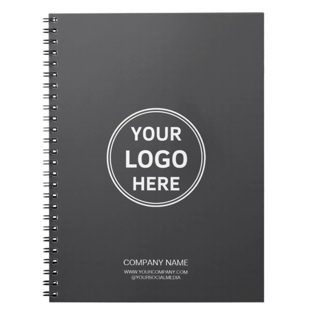 Cuaderno Modern Custom Logo Gray Corporate Business (Frente)