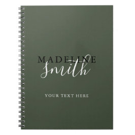 Cuaderno Modern Dark Green Typography Script