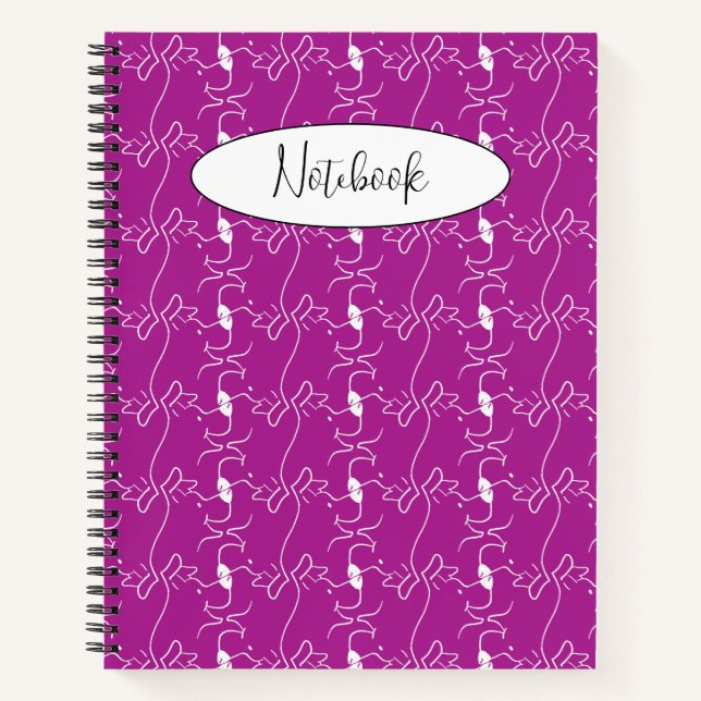 Cuaderno Modern Dog Profile Pattern Pink Custom Spiral (Anverso)