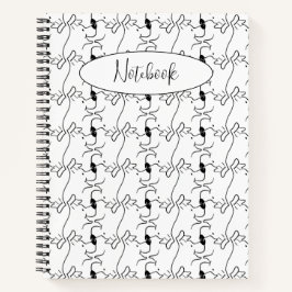 Cuaderno Modern Dog Profile Pattern White Custom Spiral