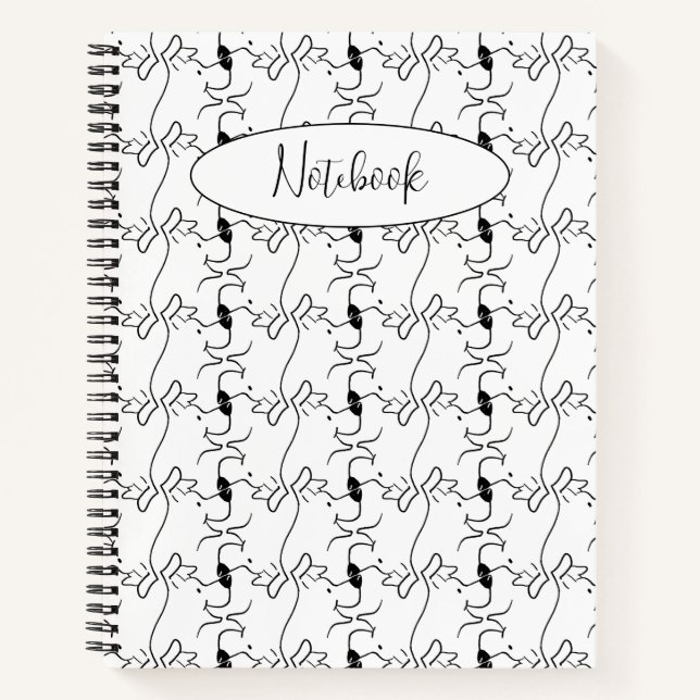 Cuaderno Modern Dog Profile Pattern White Custom Spiral (Anverso)