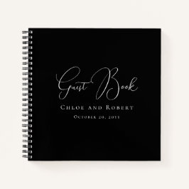 Cuaderno Modern Elegant Black and White Wedding Guest Book
