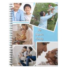 Cuaderno Modern elegant multi photo family stylish Blue
