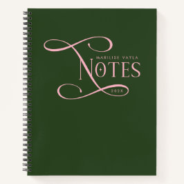 Cuaderno Modern Elegant Notes Personalized Green Pink