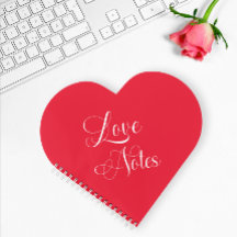 Modern Elegant Script Personalized Red Love Notes