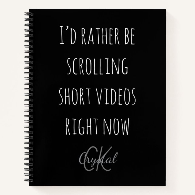 Cuaderno Modern Funny Scrolling Short Videos Quote Monogram (Anverso)