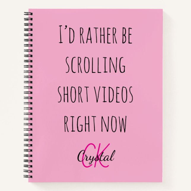 Cuaderno Modern Funny Scrolling Short Videos Quote Monogram (Anverso)