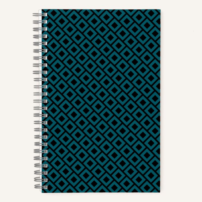 Cuaderno Modern Geometric Diamond Pattern in Deep Teal (Anverso)