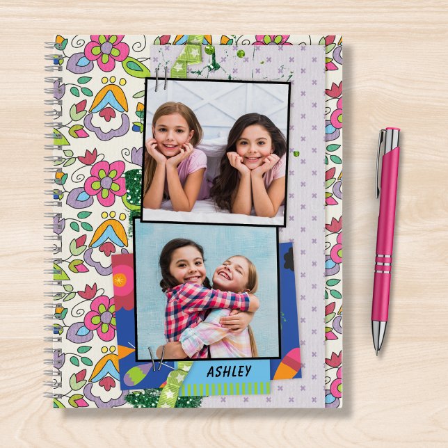 Cuaderno Modern Girly 2 Photo Fun Floral Nombre personaliza (Subido por el creador)