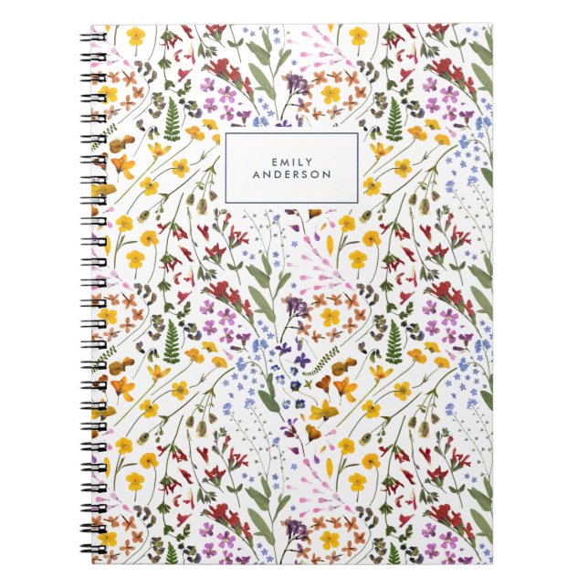 Cuaderno Modern girly floral colorful wild flower (Frente)