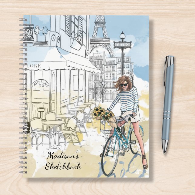 Cuaderno Modern Girly Watercolor Paris Nombre personalizado (Subido por el creador)