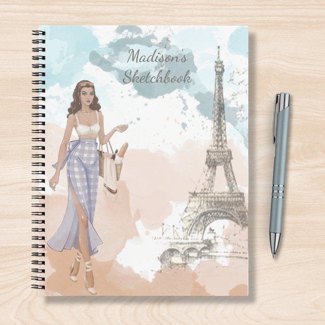 Cuaderno Modern Girly Watercolor Paris Nombre personalizado (Subido por el creador)