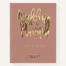 Modern Gold Script Wedding Planner 2023 Rosa Gold
