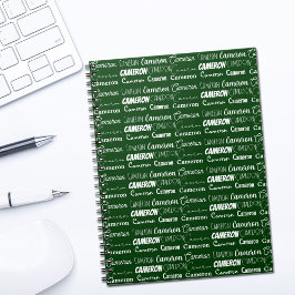 Cuaderno Modern Green Personalized Name Collage