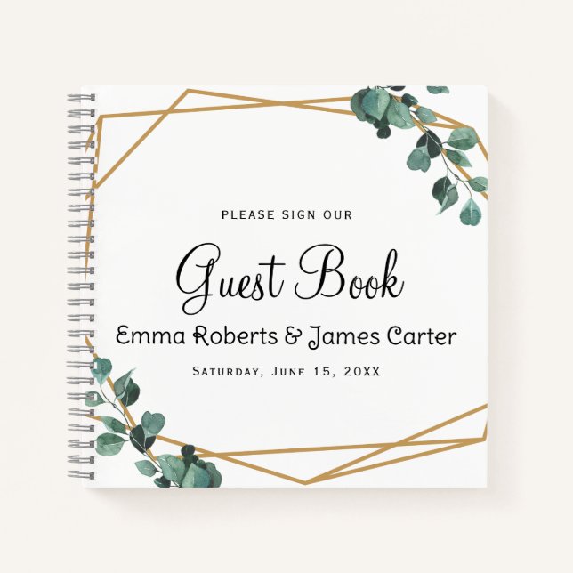 Cuaderno Modern Greenery Minimalist Guest Book (Anverso)