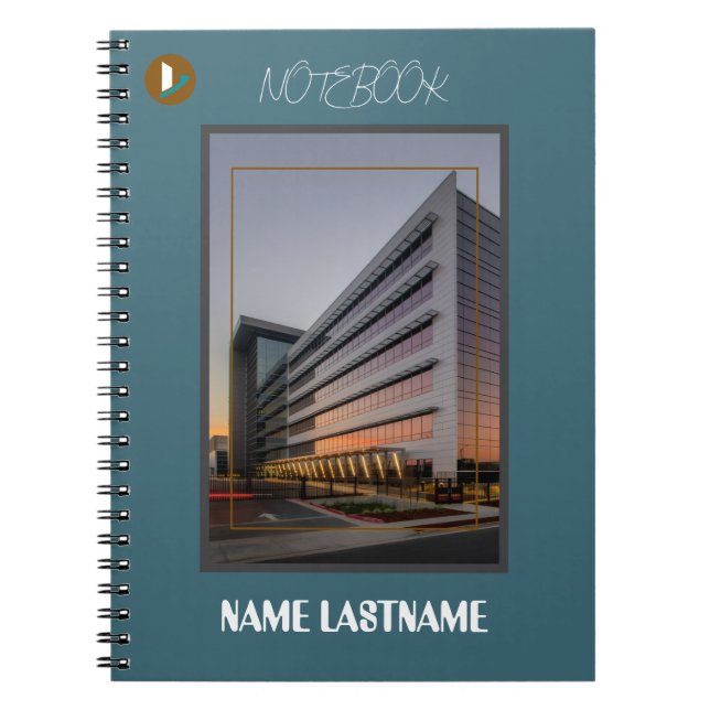 Cuaderno Modern Handwritten Teal Blue Gold Frame (Frente)