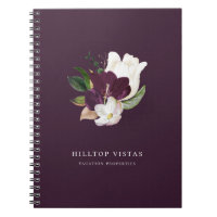 Modern Ivory Purple Floral Bouquet Plum