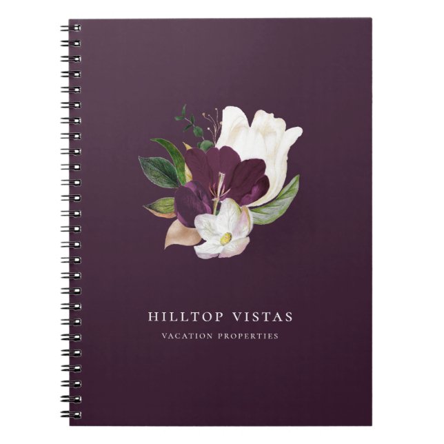 Cuaderno Modern Ivory Purple Floral Bouquet Plum (Frente)