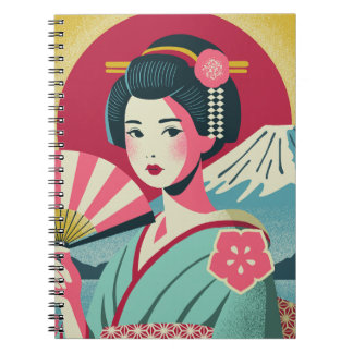 Cuaderno Modern Japanese Ukiyoe Style Kimono Geisha Girl