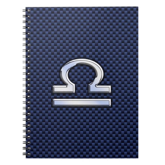 Cuaderno Modern Libra Sign on Navy Blue Carbon Fiber (Frente)