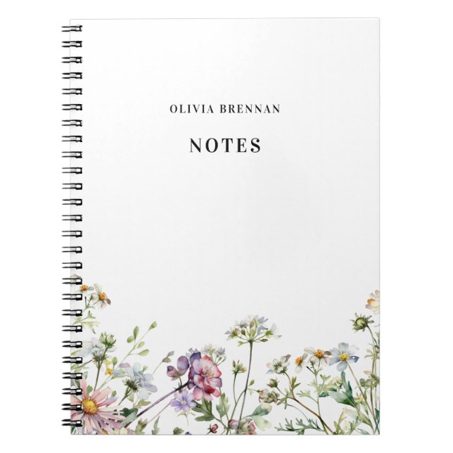 Cuaderno Modern Meadow Wildflowers delicadas notas (Frente)
