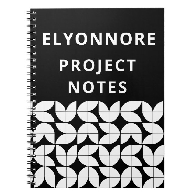 Cuaderno Modern Minimal Black White Projects Personalized (Frente)