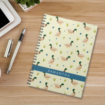 Modern Minimal Mallard Duck Pattern Notebook