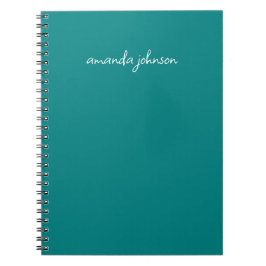 Cuaderno Modern Minimal Teal Monogram Add Full Name