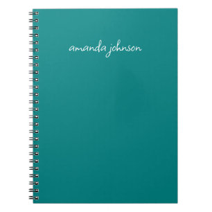 Cuaderno Modern Minimal Teal Monogram Add Full Name