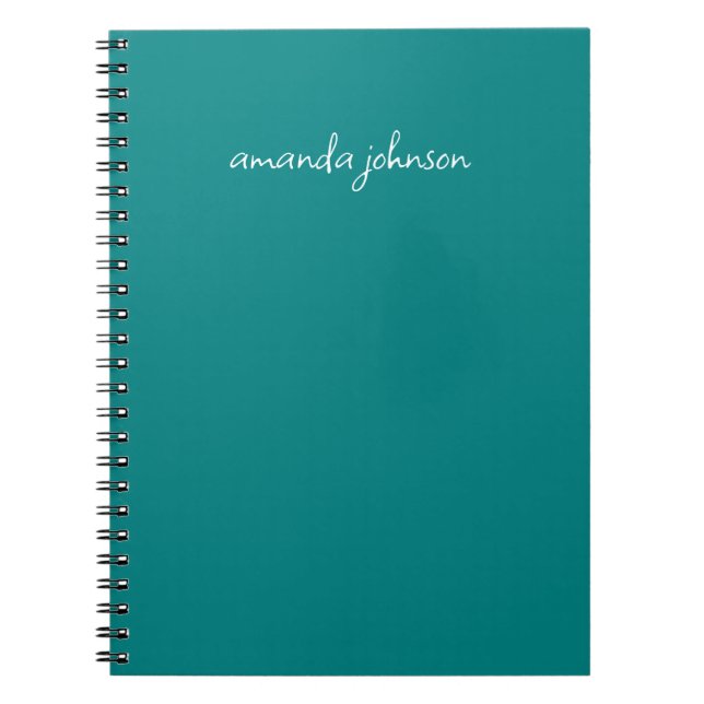 Cuaderno Modern Minimal Teal Monogram Add Full Name (Frente)