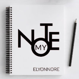 Cuaderno Modern Minimal Typography Black & White Name Note