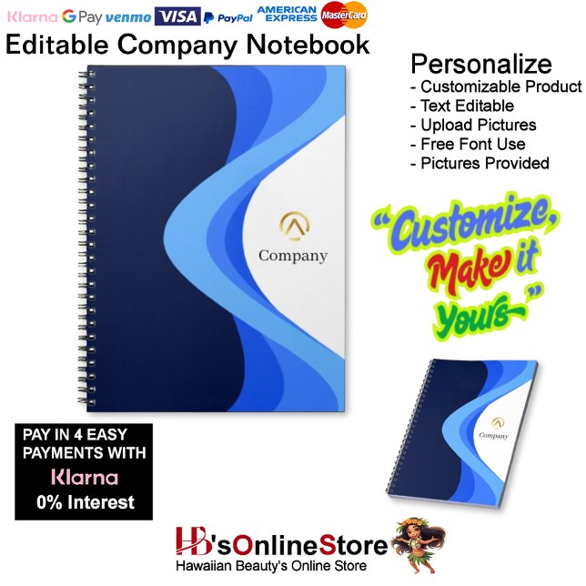 Cuaderno Modern Minimalist Company Blue White (Modern Minimalist Company Blue White Notebook.)