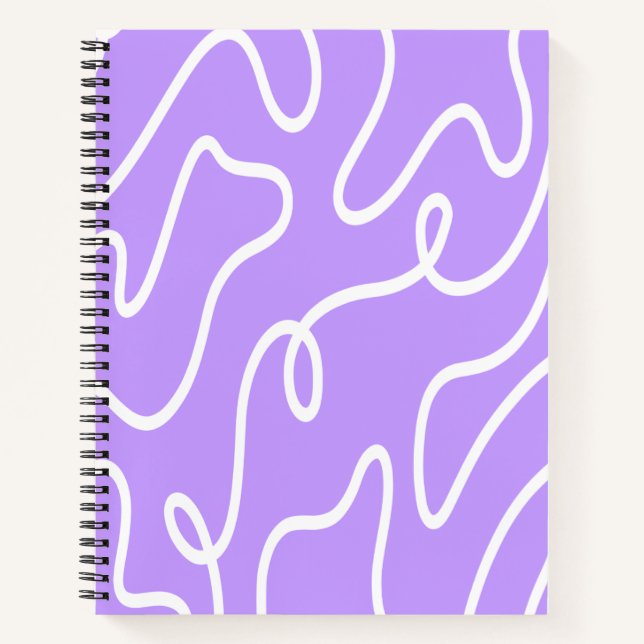 Cuaderno Modern Minimalist Line Art Lavender Purple Wavy (Anverso)
