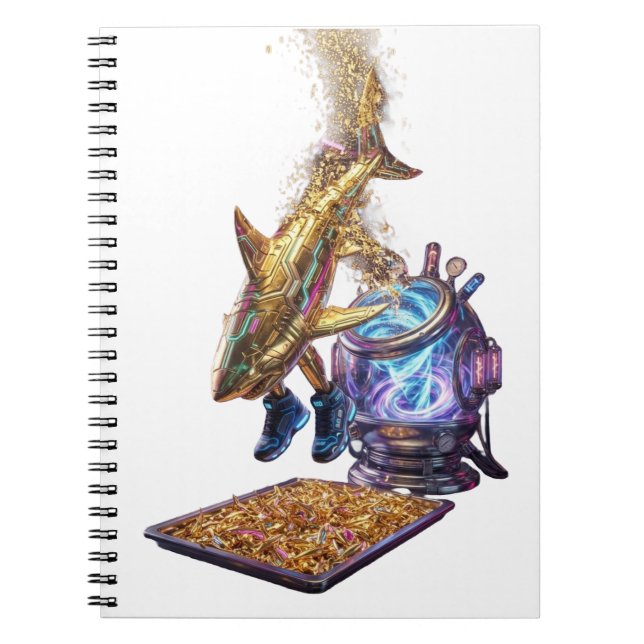 Cuaderno Modern Minimalist Luxury Cyber Shark - Neon Aesthe (Frente)