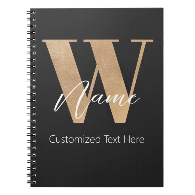 Cuaderno Modern Monogrammed Initial W & Name Personalized (Frente)
