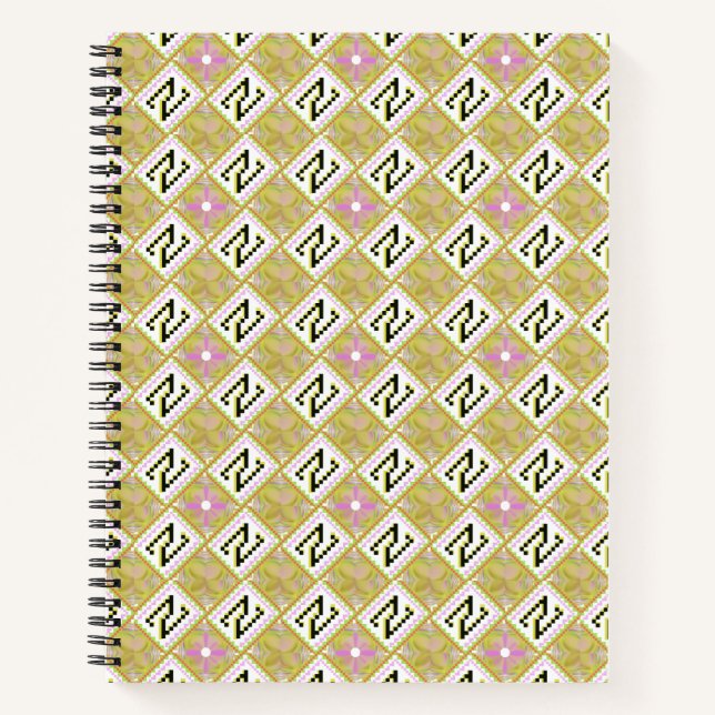 Cuaderno Modern Olive & Magenta Geometric Tribal Pattern (Anverso)