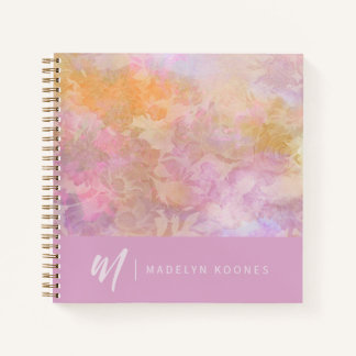 Cuaderno Modern Pastel Floral Pattern Monogrammed Notebook