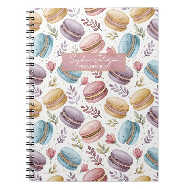 Cuaderno Modern Personalized Macaron Desserts (Frente)